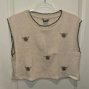 Zara Star Wars Grogu Cropped Sweater Vest